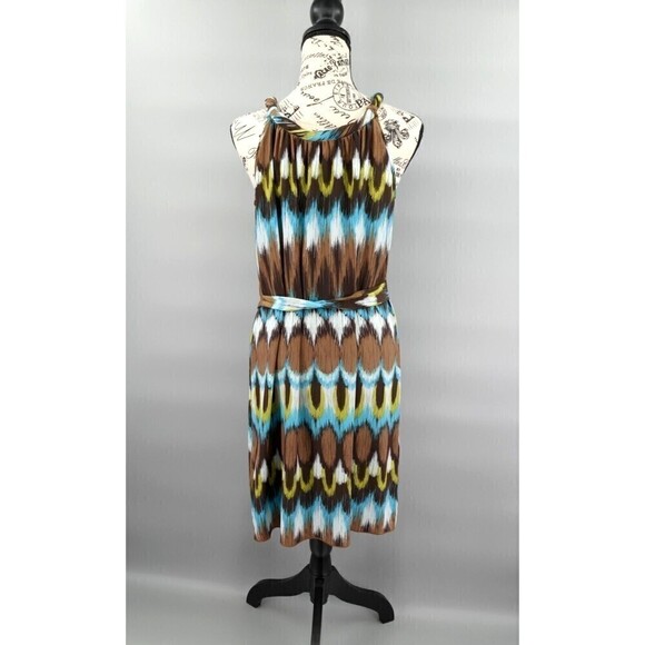 Banana Republic Silk Dress Womens Small Grace Ikat Print Brown Sleeveless Tunic - Picture 9 of 16